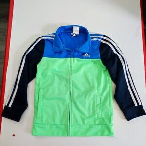 Adidas tracksuit Boys size 7 dark blue, blue and mint full zip